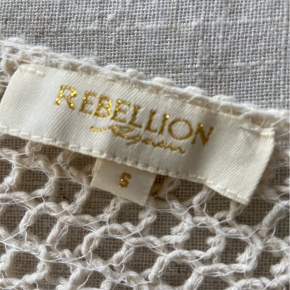 Rebellion Again Vintage Crochet Knit Boho Button-Front Cardigan Size S Cropped - Picture 11 of 15